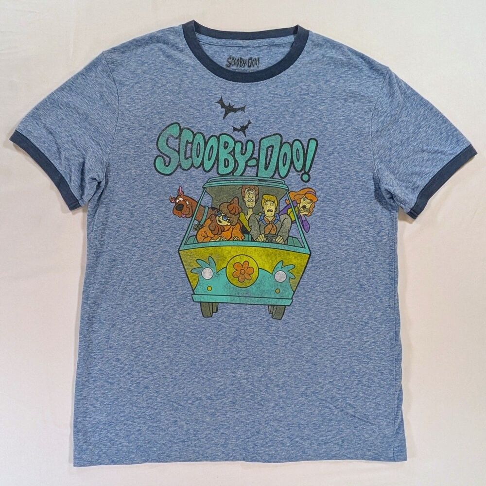 Scooby-Doo! Mystery Machine Graphic Blue Cotton Crew Neck Tee Unisex Med